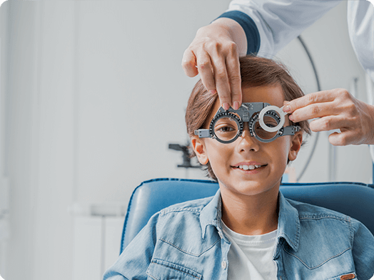 Kid getting checked for Myopia