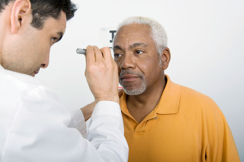 Man getting eye check-up for dry eyes