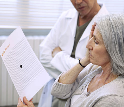 Woman getting an AMD check-up at Washington Eye Doctors