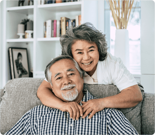 Asian couple smiling