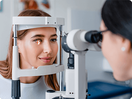 Woman getting an eye exam